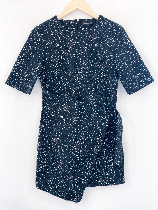 kate spade Dresses & Skirts - Kate Spade Saturday Black Faux Wrap Mini Dress size 4 Faux Wrap Paint Splatter